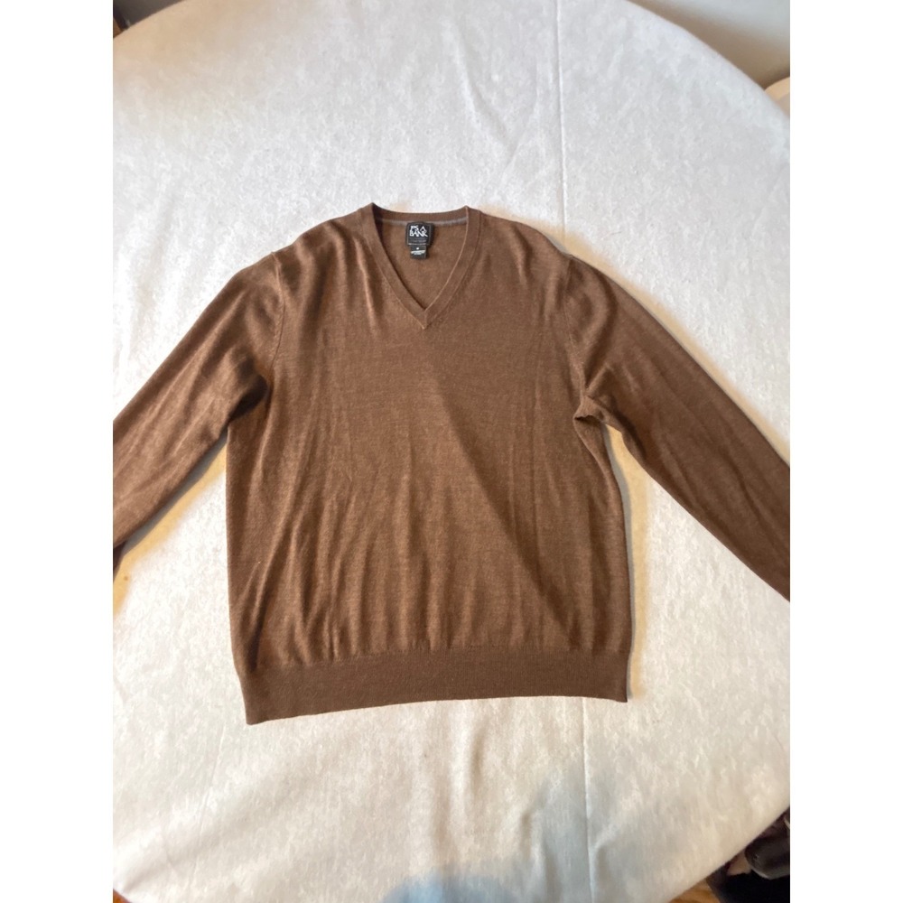 Jos. A. Bank Traveler Sweater Mens XL BrowntMerino Wool V-Neck Knit
